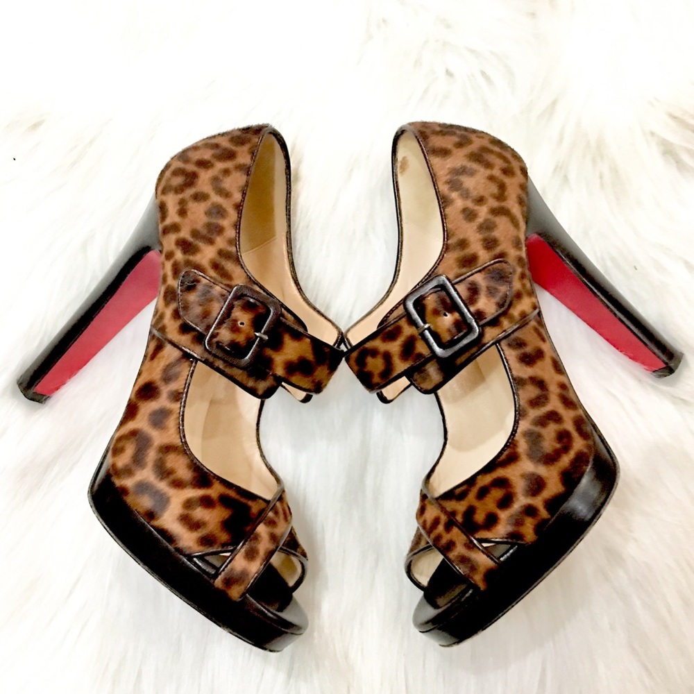 🛑SOLD🛑💯🆑 DORDOGNE LEOPARD PEEP TOE EURO 40 - Picture 3 of 8